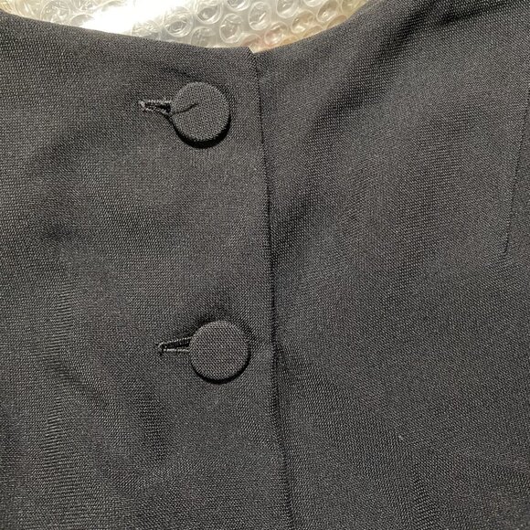 Vintage Top Blouse Womens Black Medium Formal Crepe Bead Trim Back Button Boxy - Picture 6 of 6